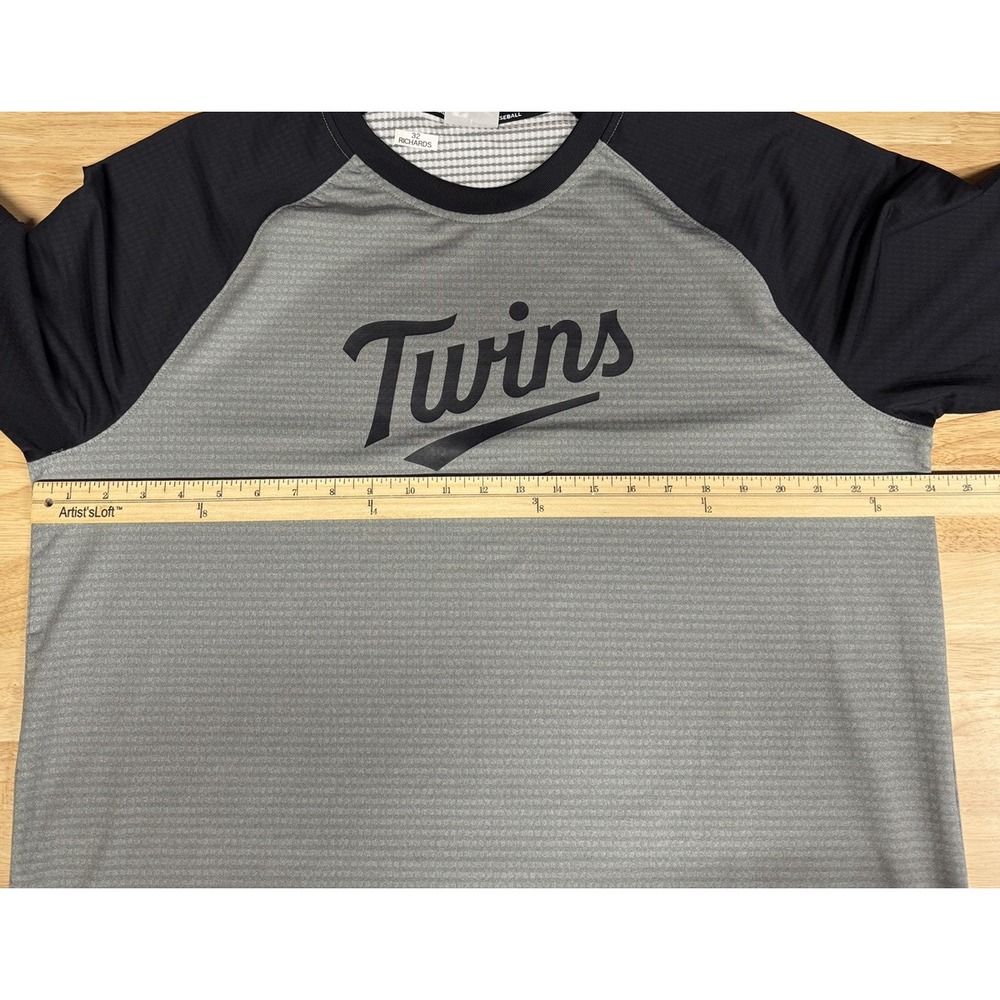 Nike Baseball Raglan Shirt Men's XL Minnesota Twins Team Issued T. Richards RHP - Picture 7 of 11